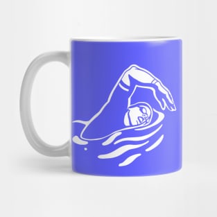 Swimming freestyle. Stylized, Minimalist art for swimmers. White ink Mug